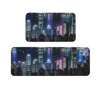 Lot de 2 tapis de cuisine lavables avec vue aérienne de Hong Kong pour le sol, décoration d'intérieur, accessoires de cuisine