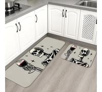 Lot de 2 tapis de cuisine motif squelette pour sol, art gothique, vintage, doux, rembourré, confortable, lavable, antidérapant pour cuisine, évier, buanderie, salle de bain