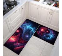 Lot De 2 Tapis De Cuisine Nébuleuse Tai Chi Yin Yang, Antidérapants, Super Absorbants, Lavables, Tapis De Cuisine Art Fantastique Psychédélique Pour évier De Cuisines, Buanderie 45x75cm+45x150cm, Bleu