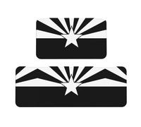 Lot de 2 tapis de cuisine noirs avec imprimé drapeau de l'Arizona pour sol, maison, bureau, évier, buanderie