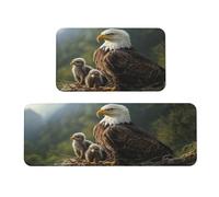 Lot de 2 tapis de cuisine rembourrés avec motif aigle américain et deux oursons pour décoration de la maison, évier, tapis de cuisine antidérapants et lavables, blanchisserie 43,2 x 119,2 cm + 43,2 x