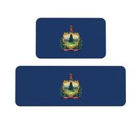 Lot de 2 tapis de cuisine rembourrés avec motif drapeau de l'État du Vermont - Tapis de cuisine confortable pour le sol