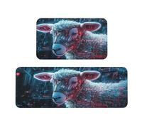 Lot de 2 tapis de cuisine rembourrés Cyber Sheep pour décoration de la maison, évier, tapis de cuisine antidérapants et lavables, lavabo, 43,2 x 119,2 cm + 43,2 x 76,2 cm