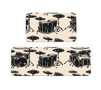 Lot de 2 tapis de cuisine rembourrés et confortables pour décoration d'intérieur, évier, tapis de cuisine pour sol, tapis de cuisine pour sol, tapis de cuisine pour sol, noir, 43,2 x 119,2 cm + 43,2 x