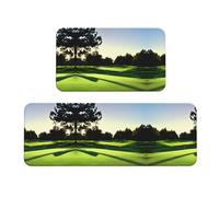 Lot de 2 tapis de cuisine rembourrés pour le sol - Motif terrain de golf