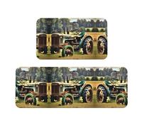 Lot de 2 tapis de cuisine rembourrés pour le sol, motif vieux tracteur, ferme, tapis de cuisine confortable