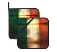 Lot de 2 tapis de cuisine résistants à la chaleur Motif drapeau irlandais rétro