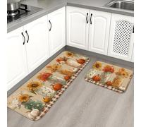 Lot de 2 tapis de cuisine rustiques pour le sol, style vintage Mason Jar doux, rembourrés, confortables, lavables et antidérapants pour éviers de cuisine, buanderie, salle de bain