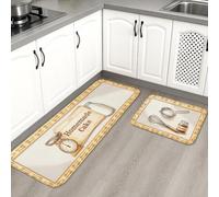 Lot de 2 tapis de cuisine sur le thème de la cuisson pour le sol, recette vintage, tapis doux et confortable tout au long de l'année, tapis décoratif pour éviers de cuisine, buanderie, salle de bain