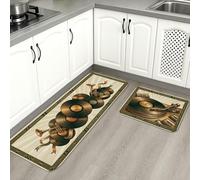 Lot de 2 tapis de cuisine vintage pour sol, tourne-disque rétro, tapis doux, confortable, lavable, décoration pour éviers de cuisine, buanderie, salle de bain