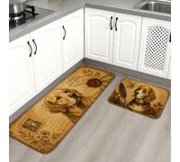 Lot de 2 tapis de cuisine vintage rustiques pour sol, bureau de poste, tapis doux, confortable, lavable pour cuisine, évier, buanderie, salle de bain