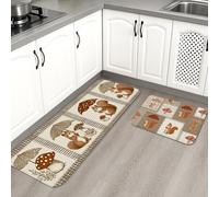 Lot de 2 tapis de cuisine vintage Woodland pour sol, tapis en mousse à mémoire de forme, matelassé, confortable, lavable, antidérapant pour éviers, buanderie, salle de bain