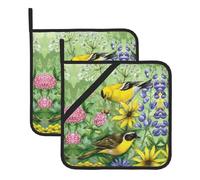 Lot de 2 tapis de cuisson carrés résistants à la chaleur - Motif chardonneret américain - Pour la pâtisserie et la cuisine