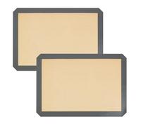 Lot de 2 tapis de cuisson en silicone, anti-adhésifs, réutilisables, sans BPA, lavables, résistants à la chaleur, pour four à micro-ondes, macarons, biscuits, pâtisserie, pain (S: 30x21cm)