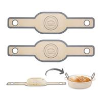 Lot de 2 tapis de cuisson ovale en silicone anti-adhésif et facile à nettoyer pour four néerlandais. Avec de longues poignées pour pain au levain Tapis de cuisson Tapis de cuisson Liner, 2 pièces Gris