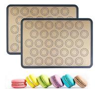 Lot de 2 tapis de cuisson pour macarons, gris, anti-adhésifs, réutilisables, pour macarons, biscuits, pain, pizza