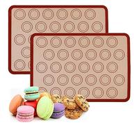 Lot de 2 tapis de cuisson pour macarons, tapis de cuisson antiadhésif, réutilisable, pour macarons, biscuits, pain, pizza