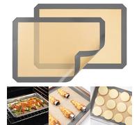 Lot de 2 tapis de cuisson réutilisables en silicone pour la cuisson, anti-adhésifs, de qualité alimentaire, pour faire du pain, des cookies, des macarons (gris, 30 x 20 cm)