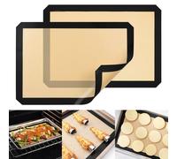 Lot de 2 tapis de cuisson réutilisables en silicone pour la cuisson, anti-adhésifs, de qualité alimentaire, pour faire du pain, des cookies, des macarons (noir, 30 x 20 cm)