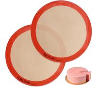 Lot de 2 Tapis de Cuisson Ronds en Silicone pour Moule à Gâteau, Tortilla, Pizza de 25,4 cm - Tapis de Presse à Pâte pour Tarte