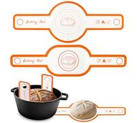 Lot de 2 tapis de cuisson ronds et ovales réutilisables en silicone avec longues poignées, accessoires de cuisson au levain réutilisables