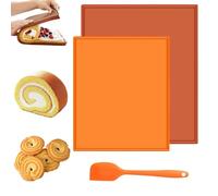 Lot de 2 Tapis de Cuisson Silicone,30 x 40 cm & 26 x 31 cm Tapis à Gâteau Roulé Suisse avec Spatule en Silicone,Antiadhésif Tapis de Cuisson Swiss Roll,Plaque Siliconi pour Biscuits Pizza Pain Mousse