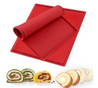 Lot de 2 tapis de cuisson, tapis silicone patisserie moule genoise tapis patisserie plaque a genoise - Pour la cuisson, la pâtisserie, les biscuits (rouge)