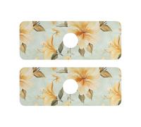 Lot de 2 tapis de diatomées absorbants pour robinet d'évier de cuisine - Protection anti-éclaboussures et protections 37,3 x 13,7 cm - Trompette dorée du Brésil, arbre beauté d'été
