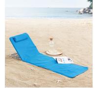 Lot de 2 tapis de plage Cellorigo avec dossier inclinable 160 x 49 cm bleu