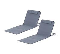 Lot De 2 Tapis De Plage Rembourr? - Matelas De Plage - Nattes De Plage - Dossier Inclinable Multi-Positions - Sac Transport Inclus - Métal Polyester Pe Gris