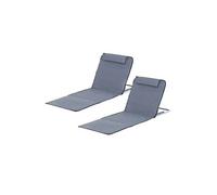 Outsunny Lot de 2 Tapis de Plage rembourré - Lot de 2 Matelas de Plage - nattes de Plage - Dossier inclinable Multi-Positions - Sac Transport Inclus - métal Polyester PE Gris