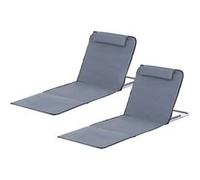 Lot de 2 tapis de plage rembourré - matelas de plage - nattes de plage - dossier inclinable multi-positions - sac transport inclus - métal polyester PE gris Gris G