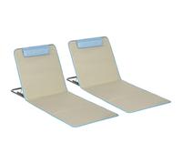 Lot De 2 Tapis De Plage Rembourrés - Dossier Inclinable 5 Positions - Sac Transport Inclus - Acier Polyester Beige