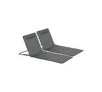 Outsunny Lot de 2 tapis de plage pliants - dossier 5 positions, appui-tête, sac, 124x53x35-45 Gris