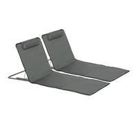 Lot De 2 Tapis De Plage Rembourrés - Dossier Inclinable 5 Positions - Sac Transport Inclus - Acier Polyester Gris