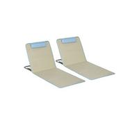 Lot de 2 tapis de plage rembourrés - dossier inclinable 5 positions - sac transport inclus - acier polyester beige