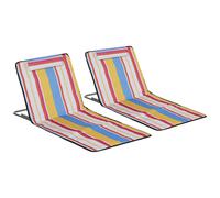Lot De 2 Tapis De Plage Rembourrés - Dossier Inclinable 5 Positions - Sac Transport Inclus - Acier Polyester Multicolore