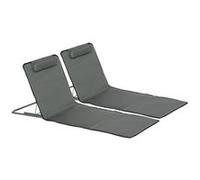 Outsunny Lot de 2 tapis de plage pliants - dossier 5 positions, appui-tête, sac, 124x53x35-45 Gris