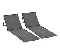 Outsunny Tapis de plage rembourrés pliables – Dossier inclinable, rangement, métal/polyester – Gris