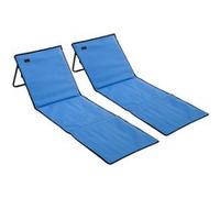 Outsunny Tapis de plage rembourrés pliables - Lot de 2, dossier inclinable, sac de transport, bleu
