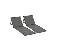 Outsunny Tapis de plage rembourrés pliables – Dossier inclinable, rangement, métal/polyester – Gris