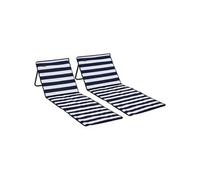 Chaise longue - transat Outsunny Lot de 2 tapis de plage rembourrés pliables - matelas de plage - dossier inclinable, rangement - métal polyester blanc bleu