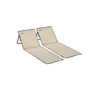 Outsunny Lot de 2 Tapis de Plage rembourré - Matelas de Plage - Dossier inclinable Multi-Positions - Acier Oxford Beige