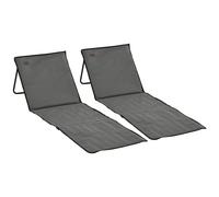 Lot de 2 tapis de plage rembourrés pliables - matelas de plage - dossier inclinable, rangement - métal polyester gris Gris G