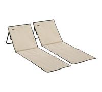 Lot De 2 Tapis De Plage Rembourrés Pliables - Matelas De Plage - Dossier Inclinable, Rangement - Métal Polyester Beige