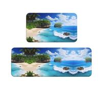 Lot de 2 tapis de plage rembourrés - Une bonne aide pour se tenir debout dans la cuisine et antidérapant dans la salle de bain