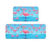Lot de 2 tapis de rembourrage à longues jambes en forme de flamant rose - Une bonne aide pour se tenir debout dans la cuisine et antidérapant dans la salle de bain