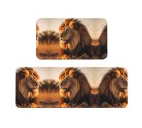 Lot de 2 tapis de rembourrage motif lion d'Amérique du Nord - Multifonctions - Pour cuisine, salle de bain et chambre à coucher