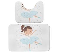 Lot de 2 tapis de salle de bain absorbants et mignons avec tapis de bain et tapis contour antidérapant avec tapis contour WC Motif danseuse de ballerine