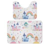 Lot de 2 tapis de salle de bain absorbants et tapis de bain antidérapants avec motif de château mignon